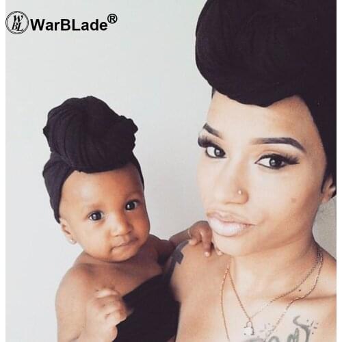 2018 New Baby Toddler Kid Boy Girl Bowknot Beanie Cap Hair Accessories Cute 2pcs adult+child hats 6 color Solid Cap