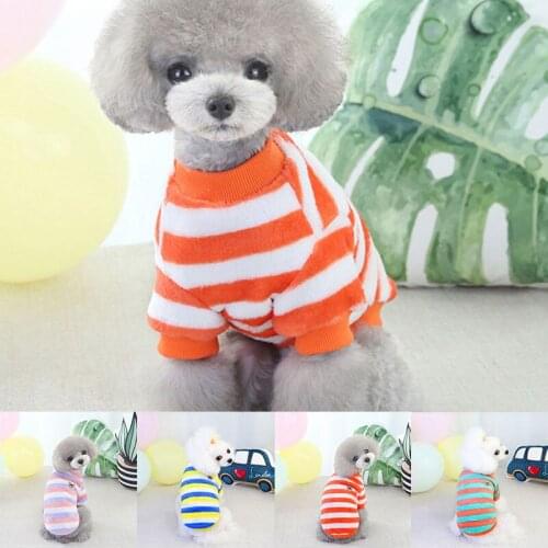 Cute Rainbow Striped Dog Clothes Vest Short Sleeve Comfortable Pet Vest Dog Shirt Spring Autumn Flannel Puppy Dog Coat Costume