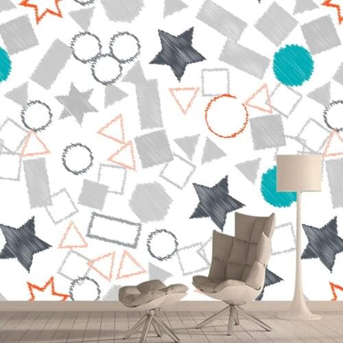 Custom Any Size Cartoon Geometric 3D Wallpaper Wall Papers Home Decor for Kids Living Room Bedroom Wallpapers House Murals Rolls