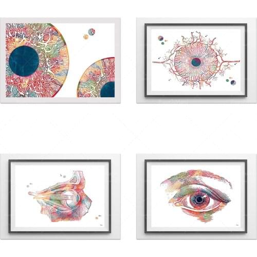 Iris Art Print Eye Anatomy Aquacolor Medical Art Ophthalmology Aquarelle structure d’iris avec des vaisseaux sanguins Affiche d