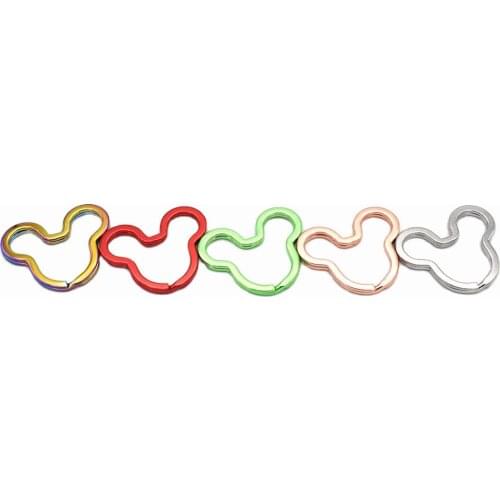 Rainbow/Red/Green/Rose Gold/Silver Mouse Split Key Rings Key Chains DIY leather Craft Key Fob Hardware for Jewelry/Toys/Hanging