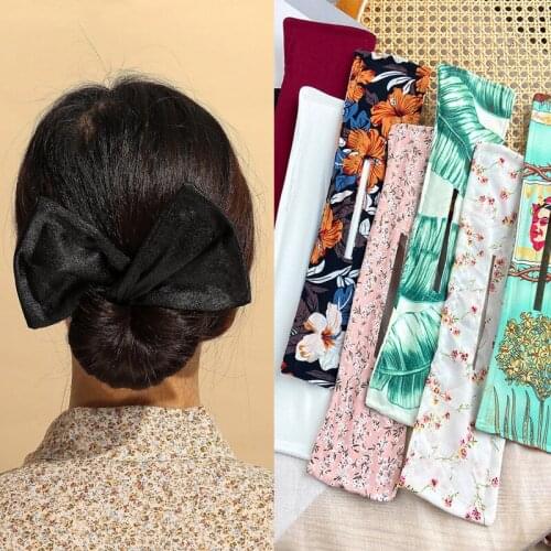 LETAPI Korean Magic Twist Bow Scrunchies Floral Print Hair Tie Headband Colorful Hairband Headwear Ponytail Holder Accessories
