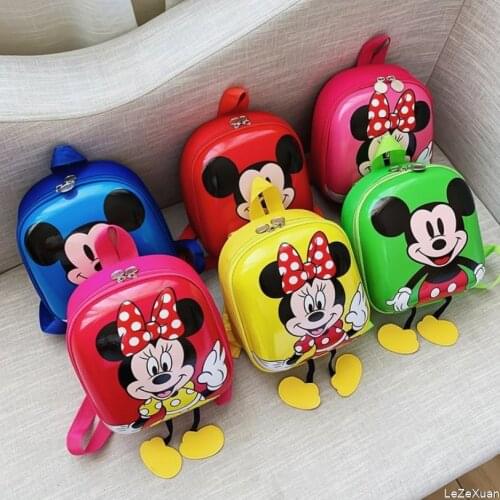 Disney Mickey mouse Childrens School Bag Kindergarten Boy Girl Baby Backpack Minnie Cute Plush Bag Anime egg shell Backpack