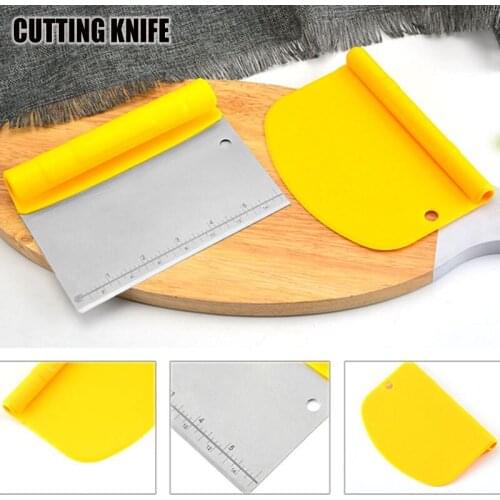 Dough Scraper Stainless Steel Cake Cutter with Measuring Scale Multi-Purpose Kitchen Baking Tools can CSV