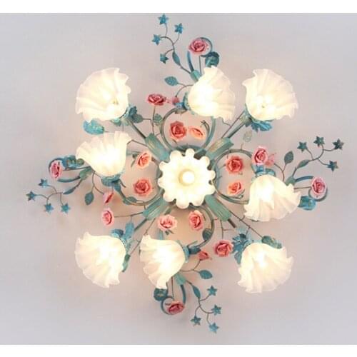 Modern Country Suction Roof Lighting Living Room Lamp Ceiling Lighting Pastoral Flower Bedroom Ceiling Lights Romantic Rose