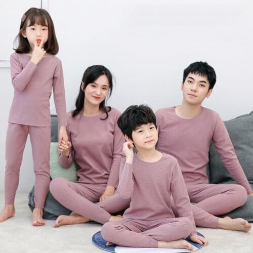 2021 New Winter Parent-child Thermal Underwear Set Kids Clothes Spring Children Thermal Pajamas Lady and Men Seamless Underwear