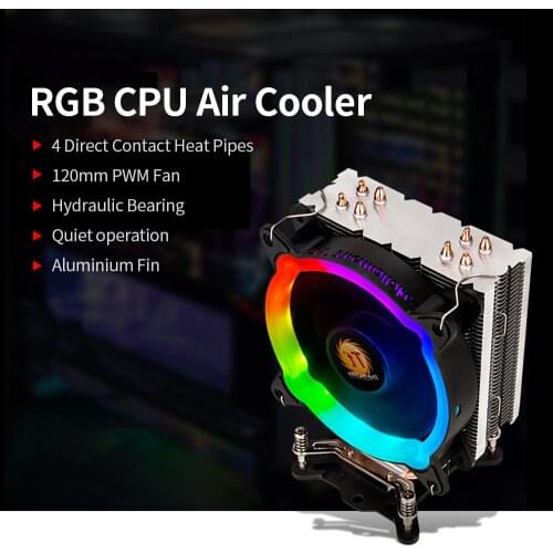 Thermaltake RGB CPU Air Cooler 120mm PWM Fan 4 Direct Contact Heatpipes Buckle Installation for Intel 115X Dynamic RGB Color
