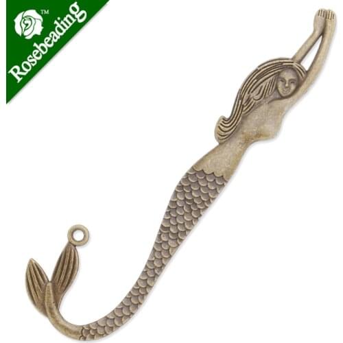 21x125mm Antique Bronze hook bookmark,mermaid,10pcs/lot-C3920