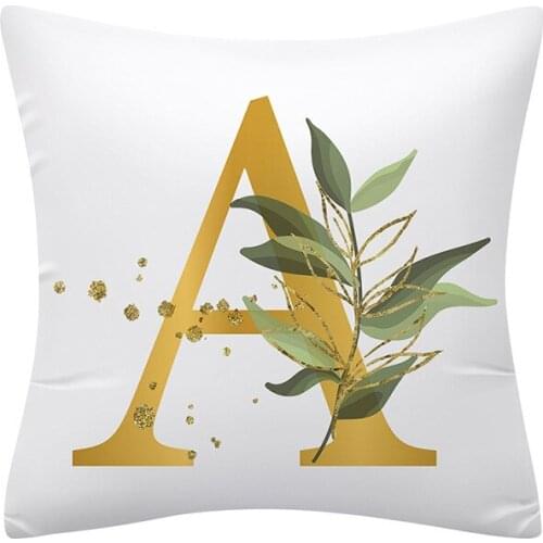 Golden Alphabet Cushion Cover Throw Pillow Case for Home Chair Sofa Decoration Square Pillowcases