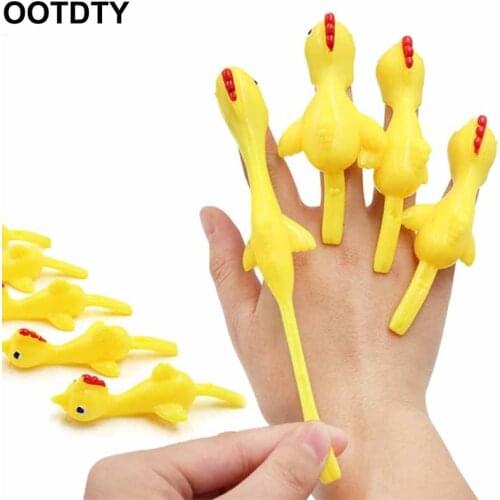 12pcs Funny Laugh Rubber Chicken Stretchy Flying Turkey Finger Birds Sticky Fidget Toy For Kids Adults