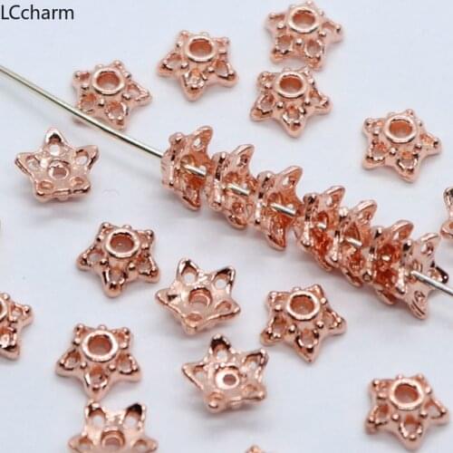 Wholesale 120pcs Metal Rose Gold Small Flower Charm End Spacer Bead Caps 3x7mm DIY Jewelry Findings