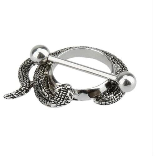 2pcs Nipple Ring Punk Rock Sexy Love Snake Mamilo Rings Barbell Body Jewelry Animal Nipple Bar ring Piercing for Women Gift