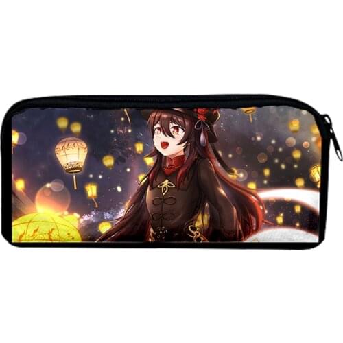 2021 Genshin Impact HuTao Xiao Venti ZhongLi Kaedehara Kazuha Kamisato Ayaka Boy Girl Pencil Box stationery Bag Student Pen bag