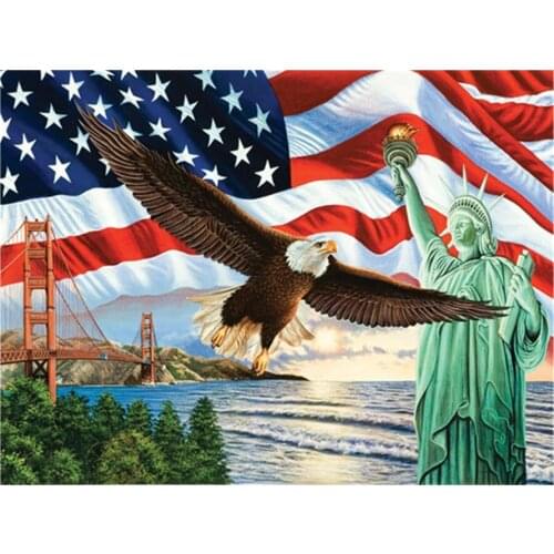 5D Diamond Painting Eagle American Flag Diamond Mosaic Diy Full Round Diamond Embroidery Cross Stitch Rhinestone Home Decor