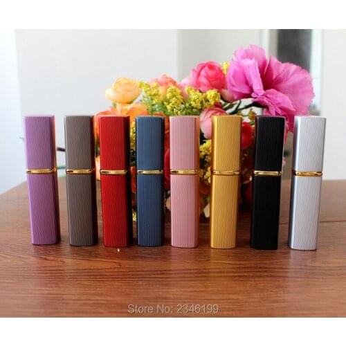 6ML 50Pcs/Lot Lovely Aluminum Perfume Bottle Press The Square Empty Bottles