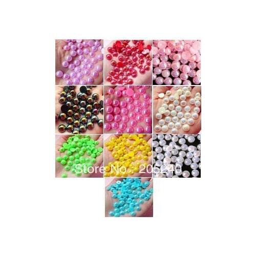 8mm half diy pearl colorful mixed colors(8mm,100pcs/color/bag,10bags,total 1000pcs)