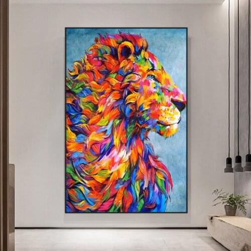 Abstract Graffiti Lions Wall Art Canvas Decoration Painting Modern African Animals Poster and Print Picture for Living Room Home
