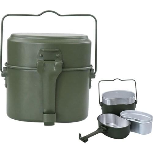 Aluminum double-layer German-style lunch box outdoor picnic tableware box heatable travel lunch box hiking camping lunch box