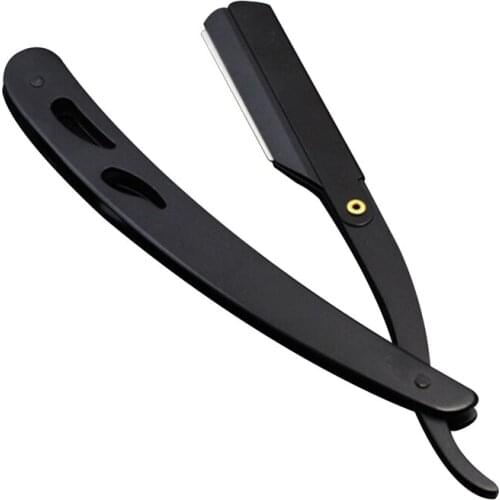 Single Copper Handle Razor Barber Tools Hair Razor and Blades Antique Black Folding Shaving Knife