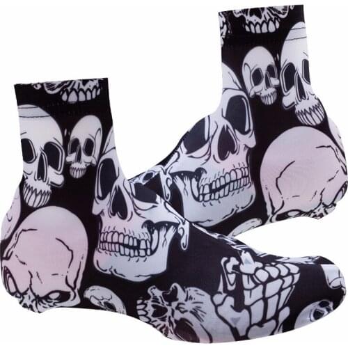 2019 Cycling Shoe Cover Men Women Bike Shoe Cover windproof MTB Bicycle Zippered Overshoes Road Riding Shoes cover Skull white