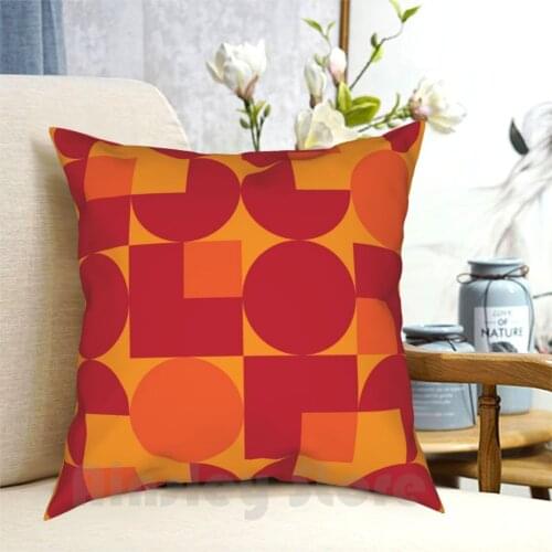 Orange Modernist Pattern Pillow Case Printed Home Soft DIY Pillow cover Modern Modernist Mid Century Orange Red Circle
