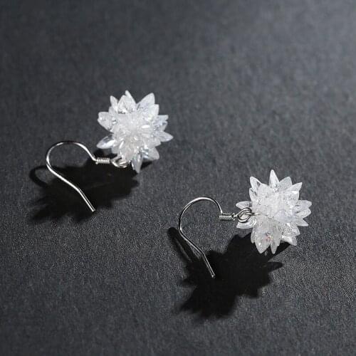 FNJ 925 Silver Drop Earrings for Women Jewelry New Fine 100% Pure Original S925 Silver Sterling Earring White Crystal