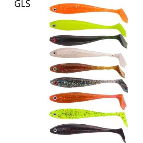 GLS 2021 New 5g/8.4cm Silicone Artificial Bionic Fishing Bait T-tail Soft Lures Flash Wobblers Fishing Tackle