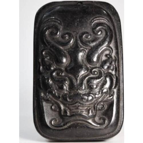 Hongshan culture archaize black iron meteorite sculpture beast face pendant statue