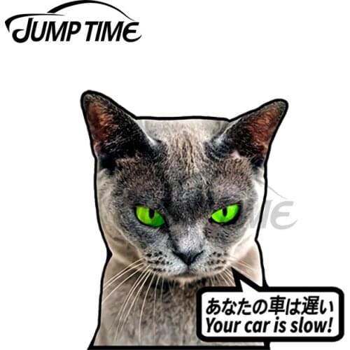 JumpTime 13 x 8.8cm For Your Car is Slow Kitty Funny Car Stickers and Decals Creative Scratch-proof WindowBumper Decoration
