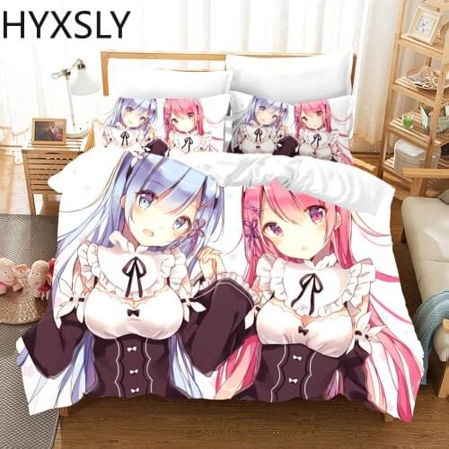 Life in a Different World From Zero Bedding Set Anime Duvet Cover Set Kids Comforter Bedclothes Twin Full Queen King Single Size