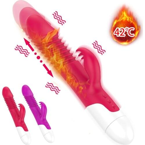 Rabbit Vibrator Telescopic Vibration Tongue Licking Heating G spot Dildo Vibrator Female Masturbation Sex Toys for woman SexShop