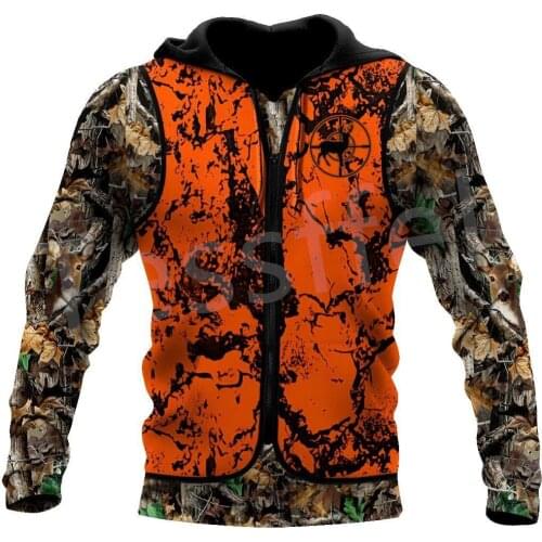 Tessffel 3DPrint Camo Deer Hunting Tattoo Animal Hunter Men/Women NewFashion Jacket Zip Funny Hoodies Long Sleeve Streetwear S14