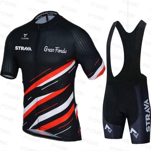 Summer Cycling Jersey Set 2021 New STRAVA Breathable Team Racing Sport Bicycle Jersey Mens Cycling Clothing Short Bike Jersey