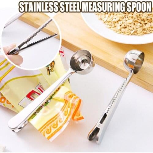 Multifunctional Stainless Steel Coffee Measuring Spoon With Sealing Clip for Keeping fresh Kitchen Supply WXV Sale