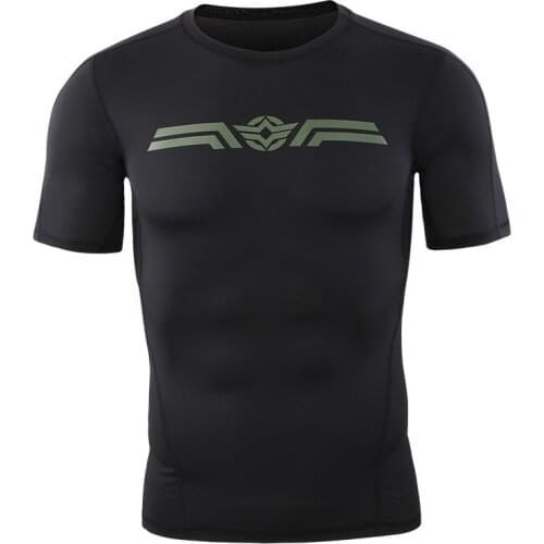 Summer Outdoor Tactical Quick Dry Short Sleeve T-shirt Mens Sports Riding Hiking Breathable Tight Elastic Training T Shirt Tops