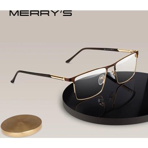 MERRYS DESIGN Men Square Optical Business Style Myopia Prescription Hyperopia Alloy Eyeglasses Male Luxury Glasses Frame S2052