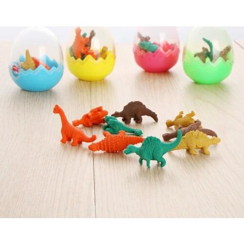 7/14pcs SET Mini Rubber Eraser Cute Dinosaur Egg Eraser Box Students Office Stationery Gifts Color Random 5*4cm Kids Favor Toy