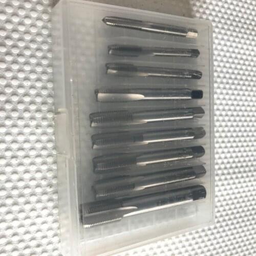 Free shipping of 9PCS of Left hand HSS6542 made taps 14x1LH 12x1LH 11x1LH 10x1LH 10x1.25LH 9x1LH 8x1LH 7x1LH 6x1LH for threading