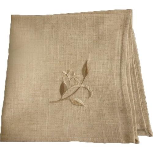 40*40cm 6 pcs/lot Embroidered handkerchief flax linen hotel party placemat napkin