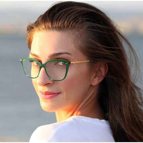 Stylish Cat Eye glasses Clear Frame Female Crystal Computer Eyeglasses for Women Quality TR90 Blue Light Blocking Glasses