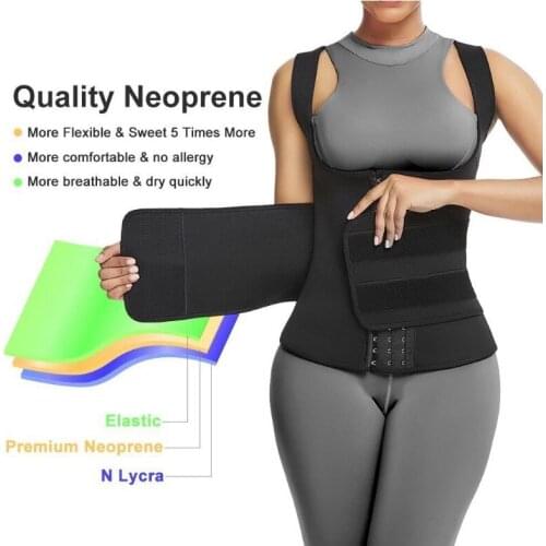 Wholesale Trainer Vest Women Neoprene Waist Trainer Sweat Sauna Suit Waist Cincher Slimming Adjustable Waist Trimmer Belt Hooks