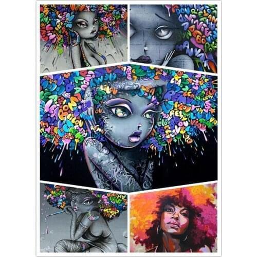 Modern Street Art Print on Canvas Black Girl Graffiti Art Paintings on The Wall Posters and Prints Pop Art Pictures Home Decor