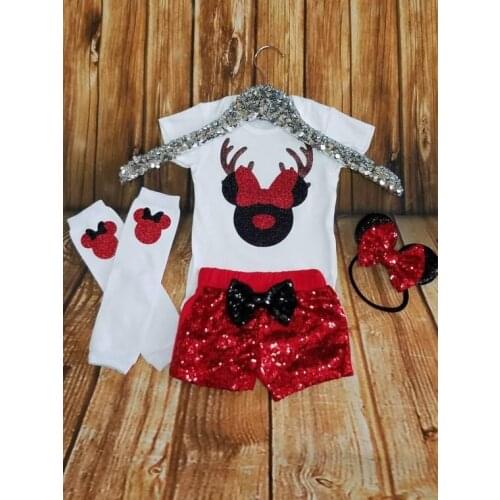 Personalize name age minis mouse Christmas birthday bodysuit onepiece sparkle gold shorts Outfit Set baby shower party favors