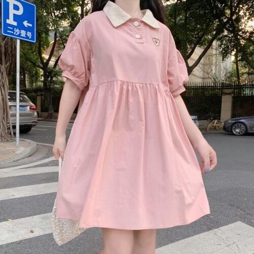 Japanese College Style Cute Puff Sleeve Dress Children 2021summer New Girls Dress kawaii dress Lolita dress goth lolita
