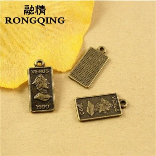 RONGQING 16*8MM 100pcs/lot alloy Head Pendants Necklaces Handmade Fashion Jewelry Charms DIY