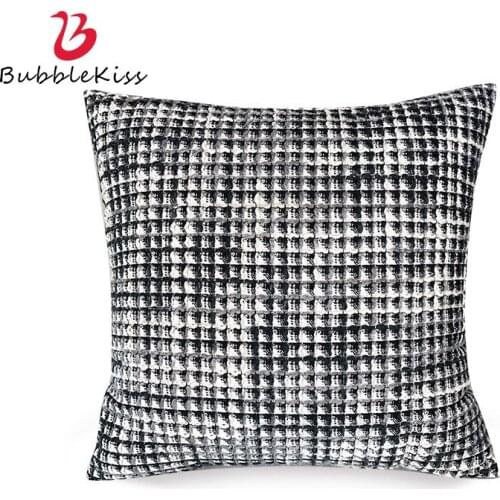 Bubble Kiss Cushion Cover Jacquard Square Lattice Blue Black Thicken Comfortable Sofa Pillowcase Living Room Bedroom Pillow Case