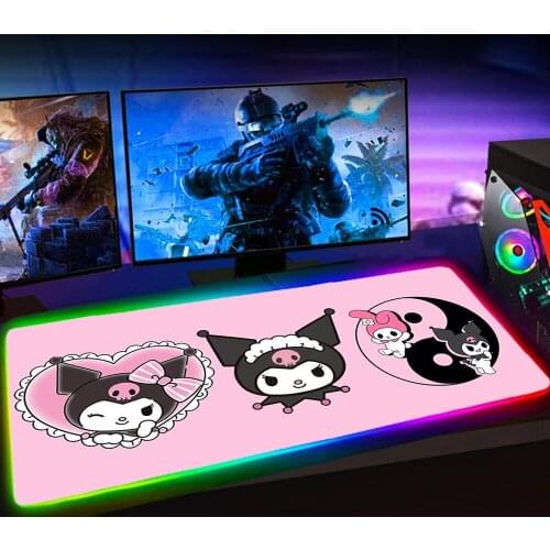 RGB Cartoon Mouse Pad Laptop Gaming Accessiores Mousepad Tapis De Souris Kuromies Mause Pad Rubber No-slip with Backlit Mausepad