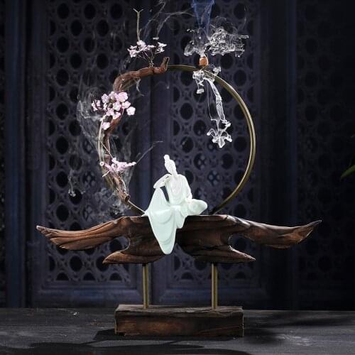 Luxury Wood Incense Burner Smoke Back Flow Creative Antiquity Incense Burner Flower Vintage Tree Incensario Home Decor EI50IB