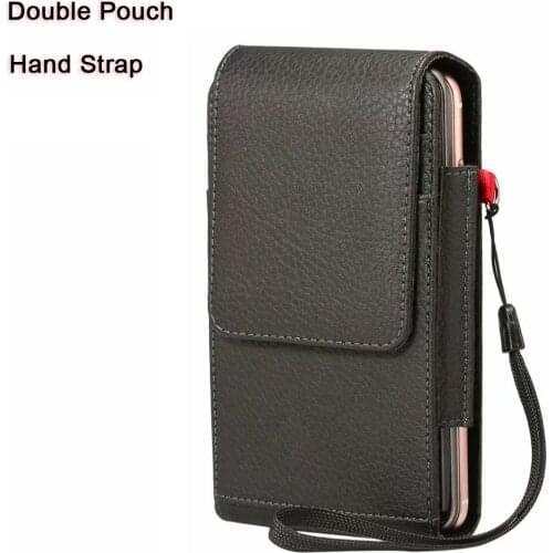 Vertical Luxury Matte PU Leather Waist Belt Clip Case with Hand Strap For iPhone Xiaomi Samsung Mobile Phone Holster Bag Wallet