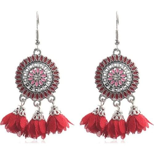 LosoDo Earrings fashion jewelry New style Europe and America Creative Sun Flower Drop Oil Rose Flower Tassel for women earrings